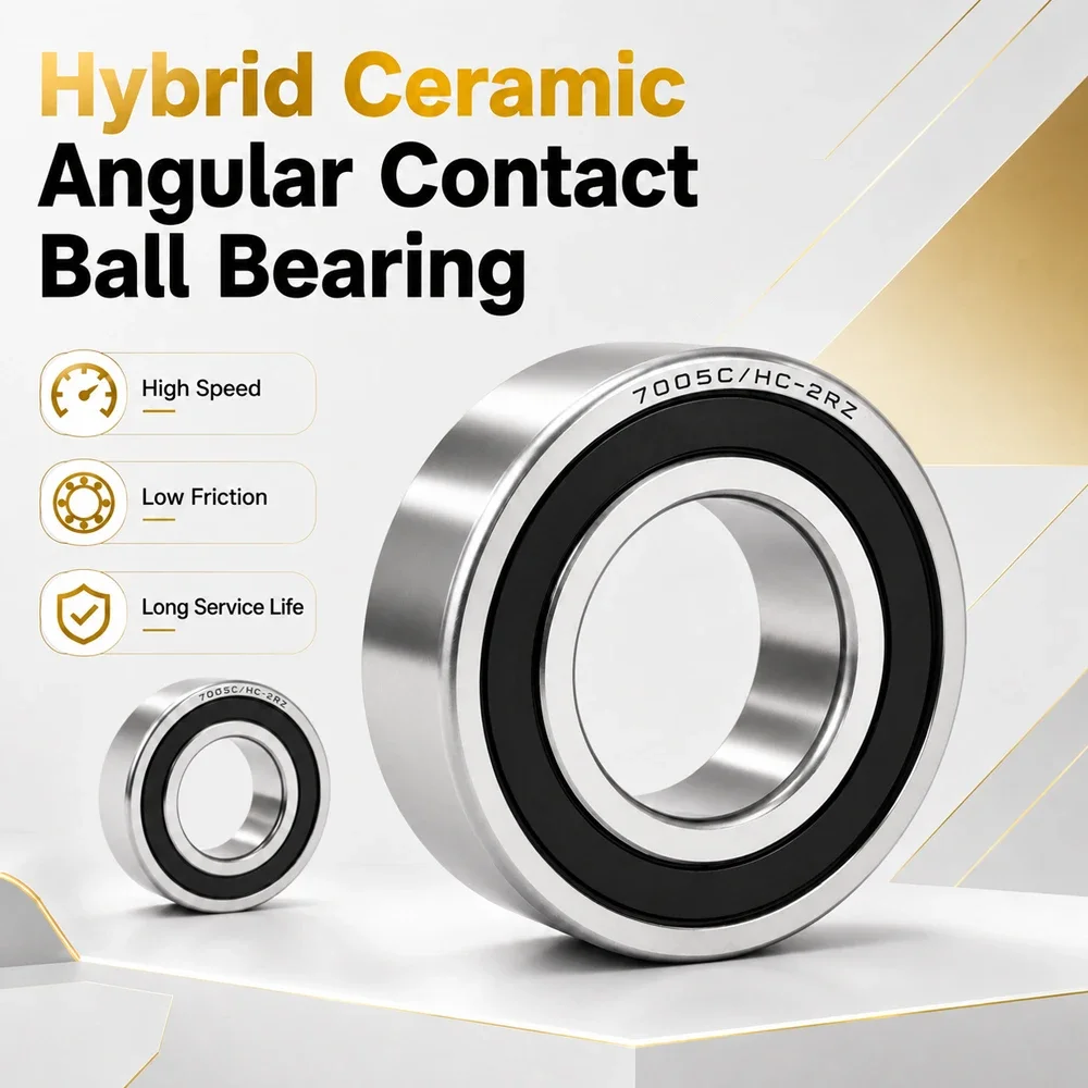 Sealed Hybrid Ceramic Angular Contact Ball Bearing H7200 7201 7202 7203 7204 7205 7206 7207 7208 7209 7210 7211 12 13 14C/HC-2RZ