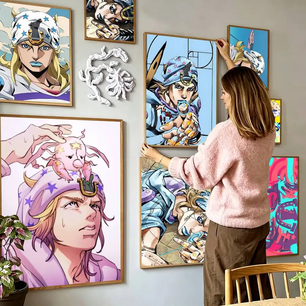 J-JOJOs J-Johnny J-Joestar  Poster High Quality Dorm Living Room Aesthetic Wall Decoration Painting Stickers Gift