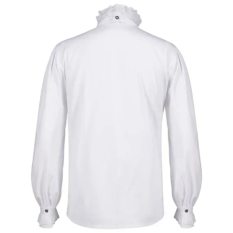 Men Party Halloween Chemise Homme White Pirate Shirts Vampire Renaissance Victorian Steampunk Gothic Ruffled Medieval Shirt
