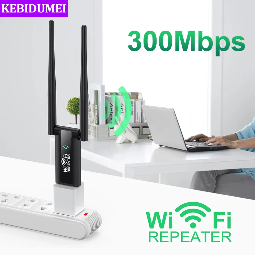 

300Mbps USB WiFi Repeater 2.4G Wireless Extender WiFi Signal Amplifier Booster Long Range Wi-Fi Router Home Network Extension