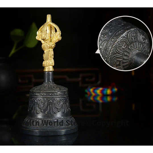 

Wholesale Buddhist articles #HOME office efficacious rite Vajra # Tibetan Buddhism ceremonies Jin Gangchu vajra bell statue