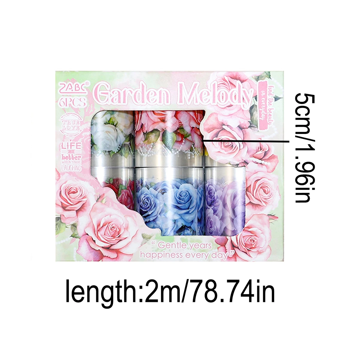 6 Rolls/Box, Romantic Flowers Pattern PET Sticker Tape, DIY Clipbook, Gift Box and Photo Frame Decoration, Exquisite Gift
