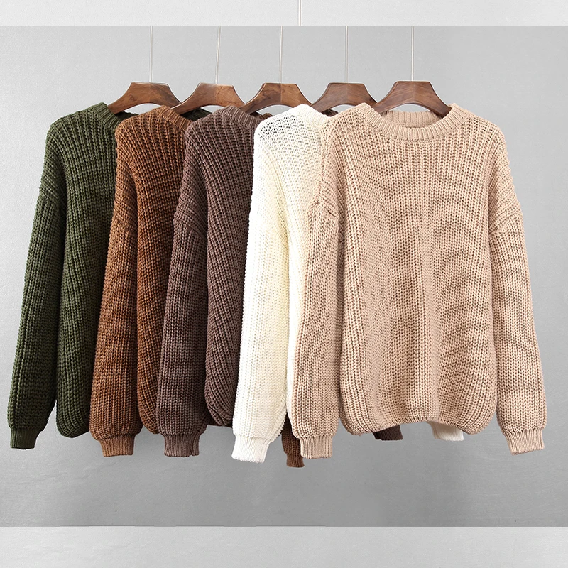 Hirsionsan Loose Autumn Sweater Women 2023 New Korean Elegant Knitted Sweater Oversized Warm Female Pullovers Fashion Solid Tops