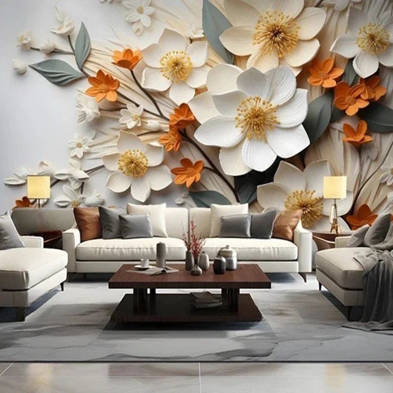 Modern 3D Stereo Background Wallpaper Papel Tapiz Autoadhesivo Photo Flower Pattern Art Decor Painting Backdrop Papel De Pared