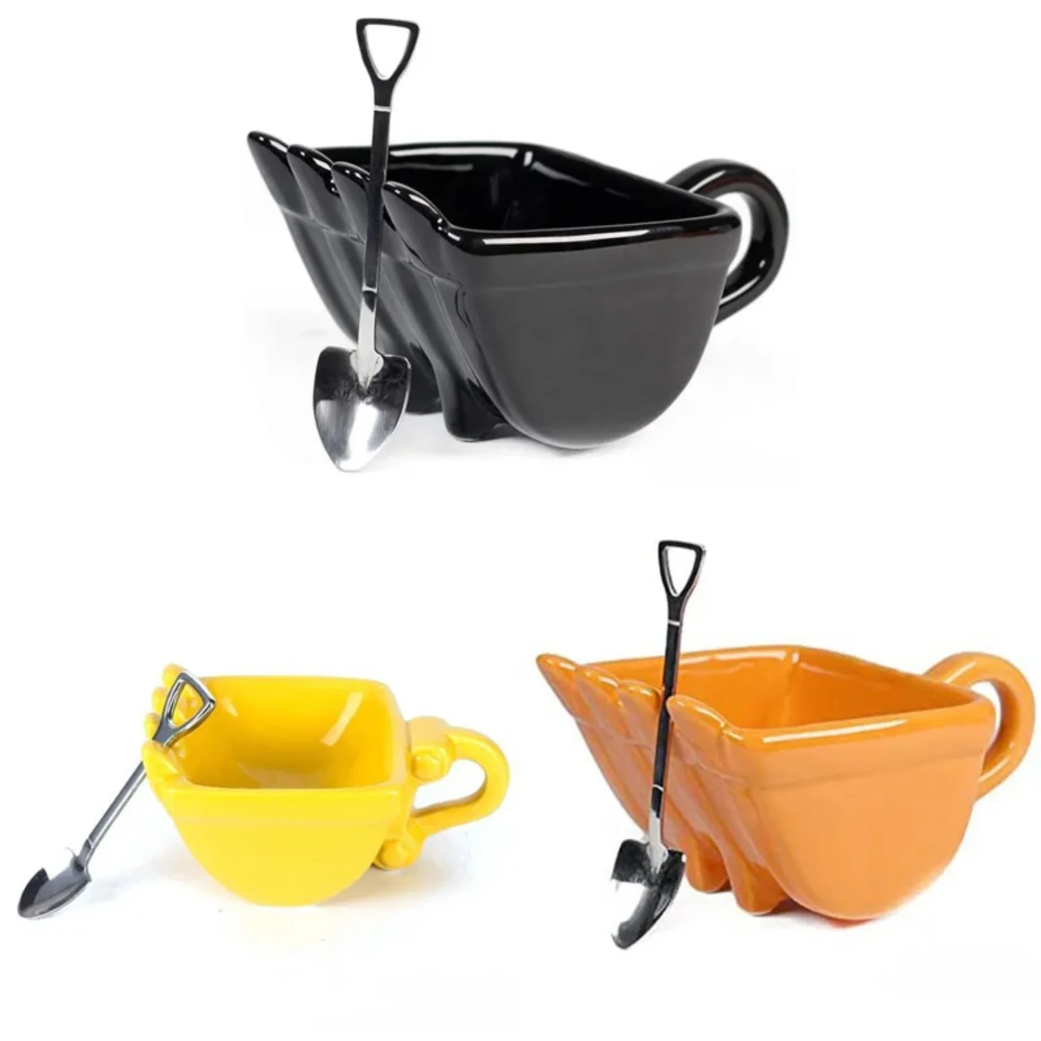 330ml Excavator Bucket Cup with Shovel Spoon  Tea Cup Milk Coffee Mug Funny Digger Cake Container Birthday Gift