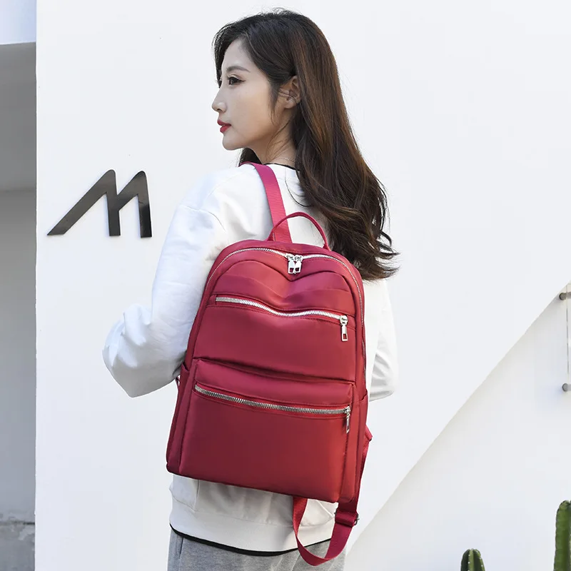 European and American fashion backpack women's large-capacity travel fashion Harajuku solid color student bag ins wind