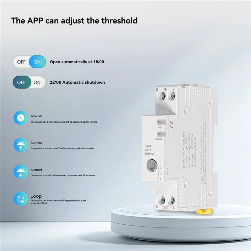 ABMF-Tuya Wifi Smart Circuit Breaker 40A Electricity Monitor V0 Fireproof Retardant APP Control Compatible Withalexa