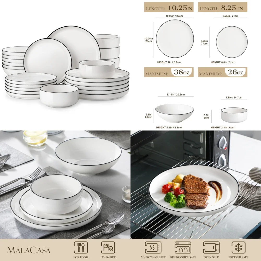 

Набор керамической посуды, 24 предмета, современный фарфоровый набор посуды, 6 тарелок, миски для повседневного использования, элегантная коллекция посуды