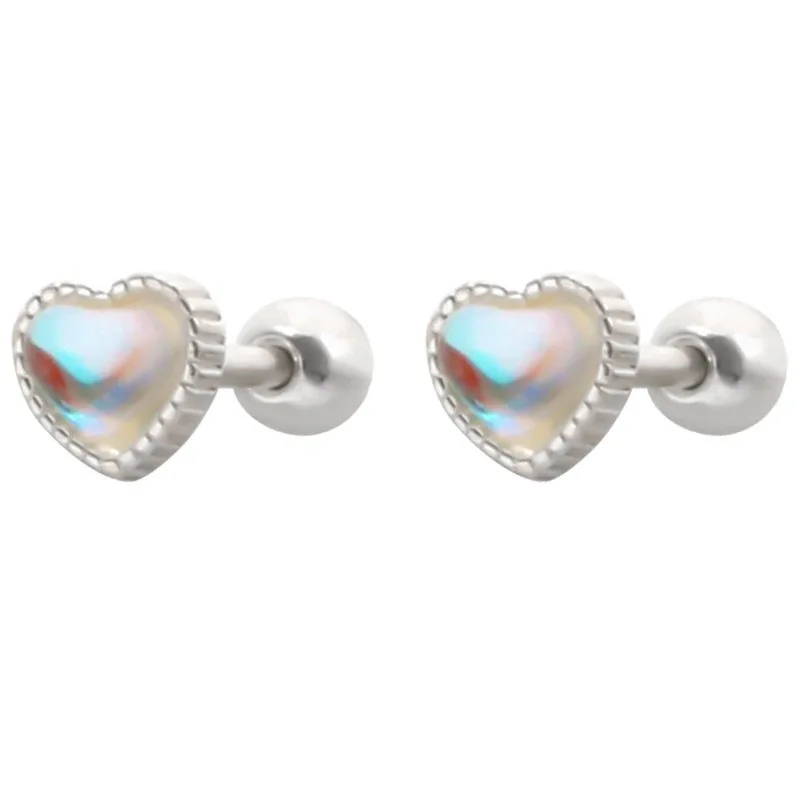 925 Silver Plated Opal Love Heart Stud Earrings For Women Girls Wedding Christmas Party Popular Jewelry Gifts Pendientes eh454