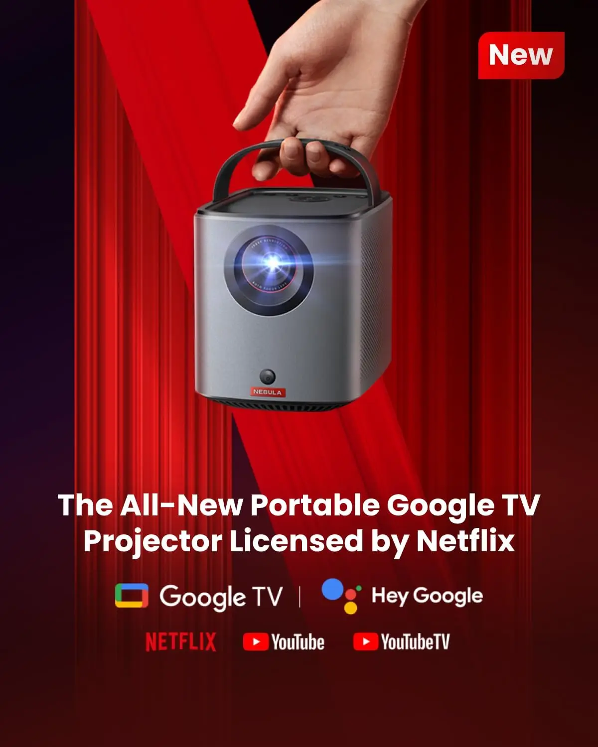 NEBULA Mars 3 Air GTV Projector - Netflix Officially Licensed, 400 ANSI-Lumen Brightness, Native 1080P, Dolby Digital Sound,