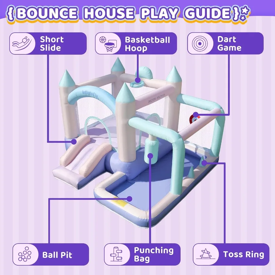 Casa de rebote inflable, castillo hinchable con soplador, aro de baloncesto, anillo de lanzamiento, juego de objetivo para fiesta, exterior y interior