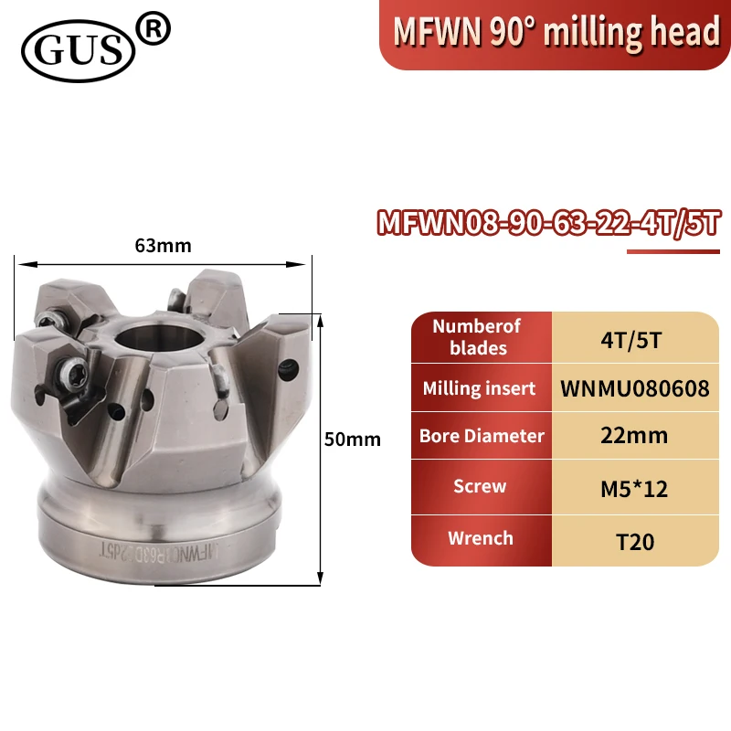 MFWN MFWN90 Degree Heavy Cutting Milling Cutter Head High Quality for WNMU080608 Double-sided Carbide Insert CNC Lathe Tools