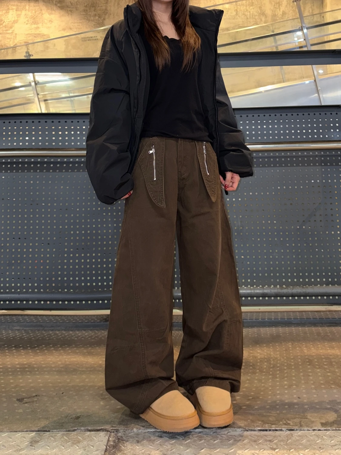 

Спецодежда в американском стиле ретро, широкие брюки, женские свободные джинсовые джинсы с 3D-молнией, повседневные прямые джинсы