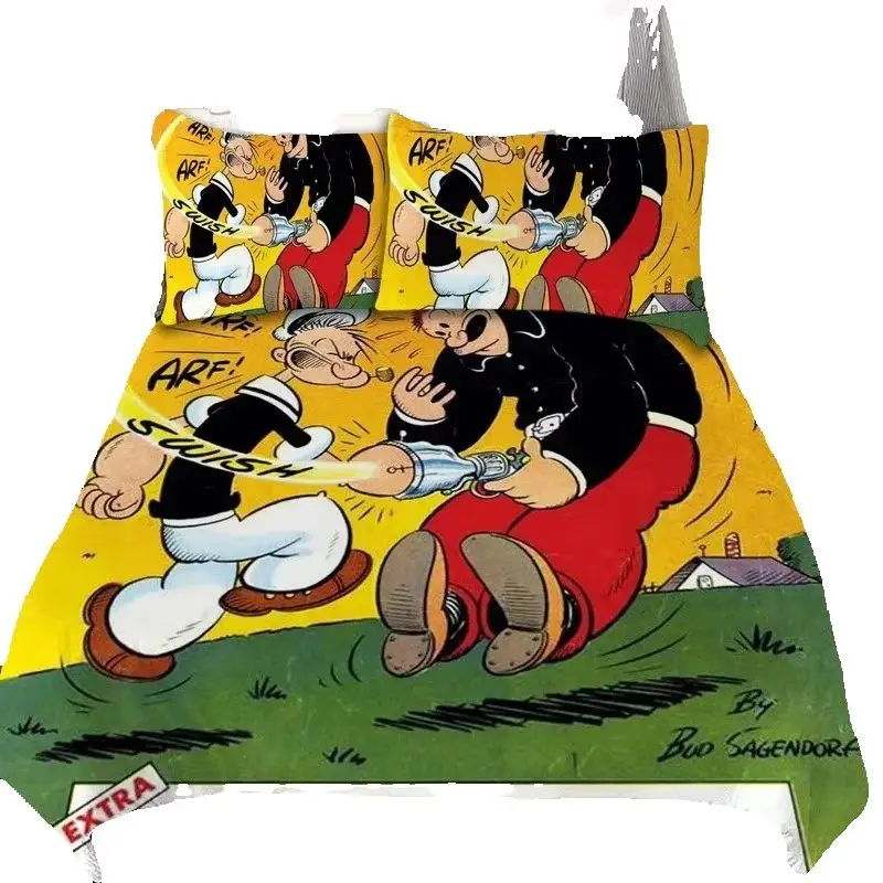 Popeyed Vintage Icon Print Duvet Cover Set Cartoon Bedding Set Soft Microfiber Home Bedroom Decor for Boys Girls Adults