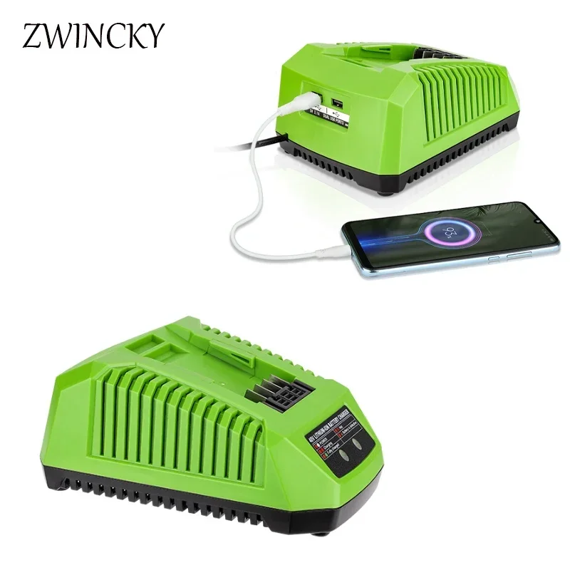 2A Charging Current Li-ion Battery Charger for Greenworks 40V Original Lithium Battery Safe Charging High Quality With USB