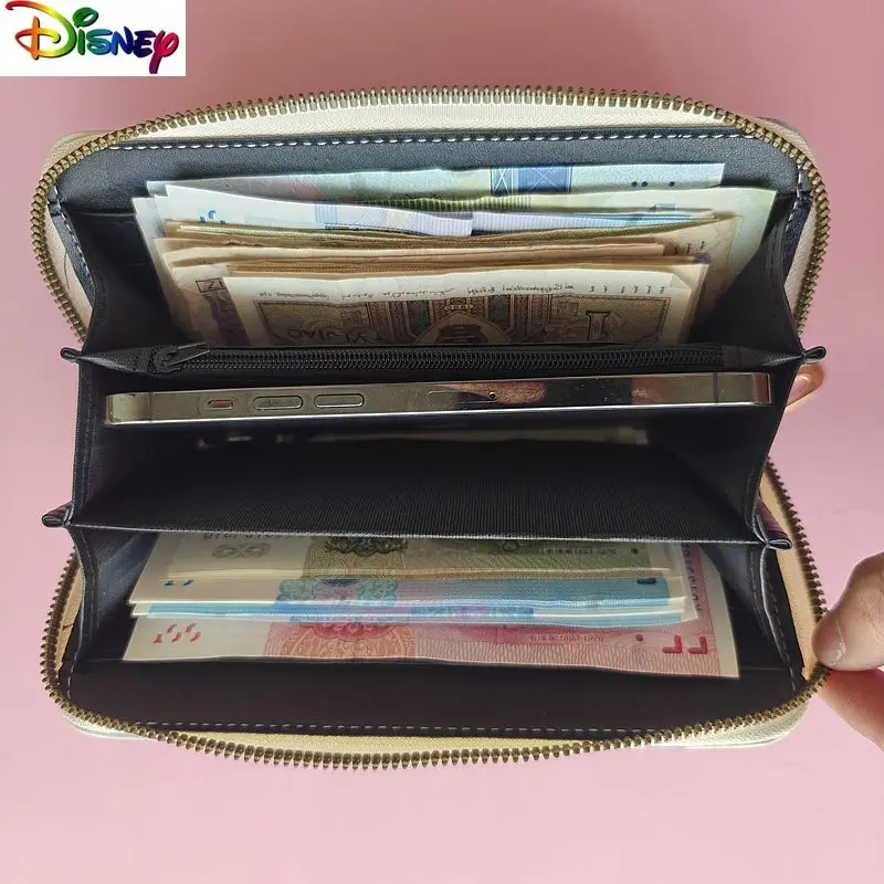 Disney Fashion High Quality PU Long Zipper Cartoon Mickey Stitch Cute Wallet Student Storage Wallet