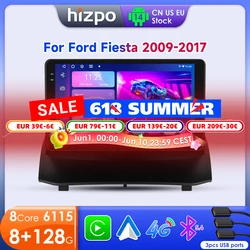 Hizpo 9 Inch Car Radio for Ford Fiesta 2009 - 2017 2din Android Multimedia Video Player GPS Navi Wireless Carplay Auto Screen