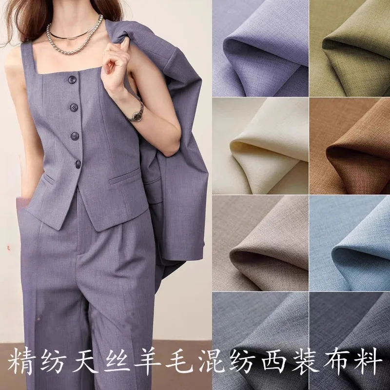

Suit fabric polyester brazing viscose wool elastane blended fabric micro-elastic professional jacket pants skirt design cloth