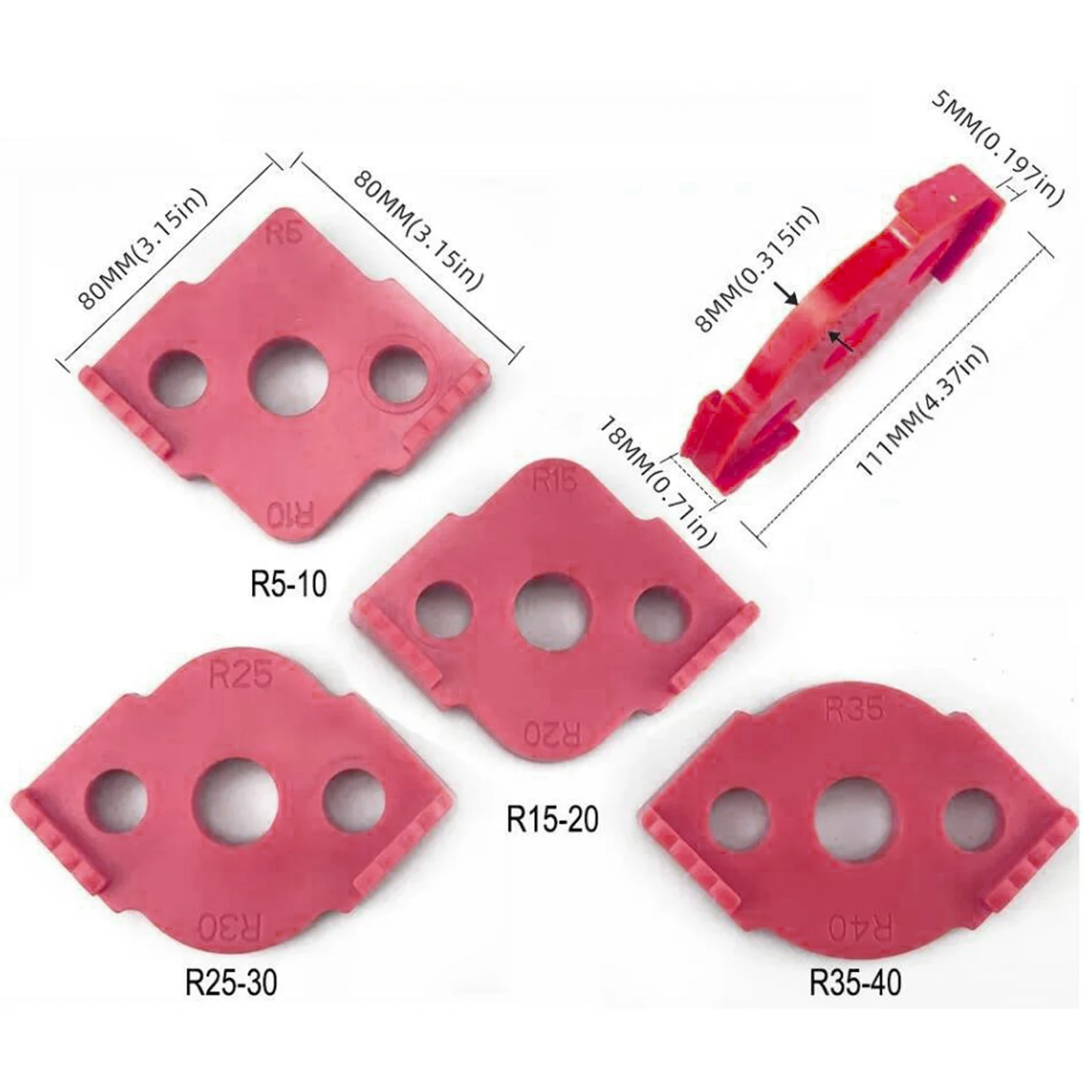 Router pengerjaan kayu, templat Radius sudut, Jig R5 sampai R40, Routing sudut melengkung, alat ABS kekerasan tinggi Radian melingkar