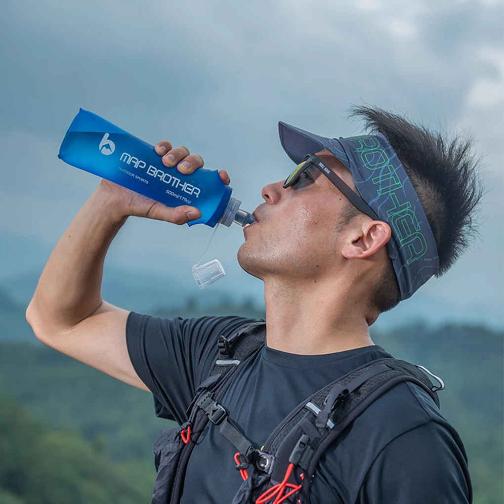 Botella de agua blanda para bicicleta deportiva, matraz plegable de TPU, bolsa de agua de silicona, novedad, 250ml, 500 ml