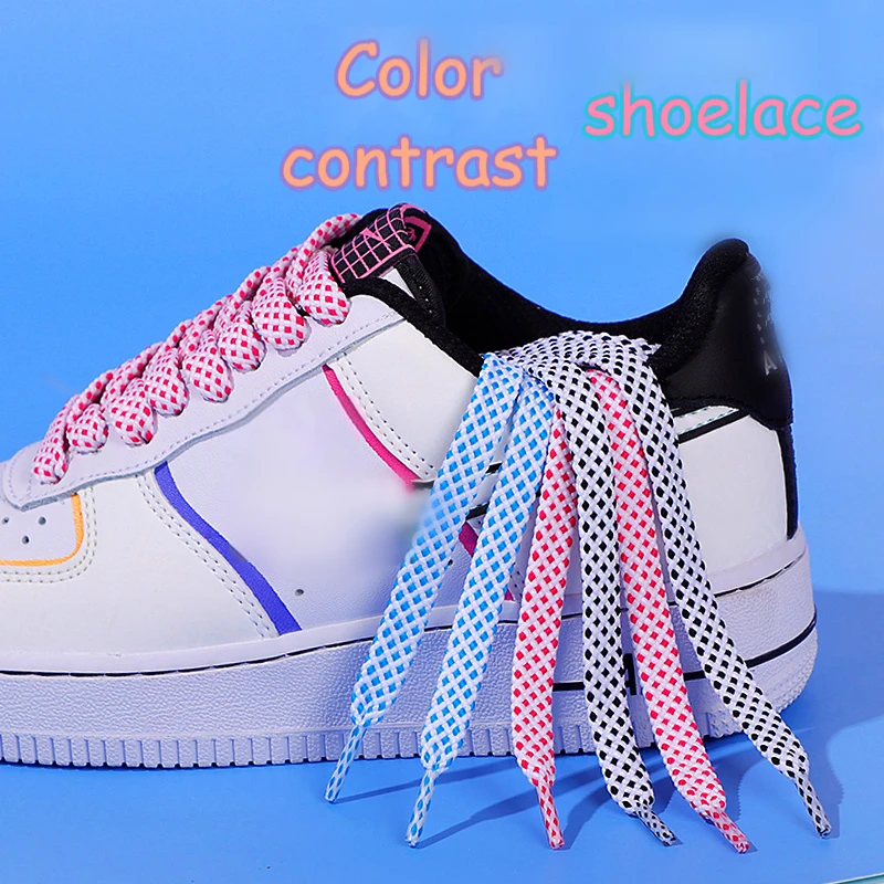 Platte Schoenveter Dames In Kleine Witte Schoenen Contrast Kleur Bijpassende Veters Touw Platte Persoonlijkheid Af1 Heren Sport 100/120/140Cm