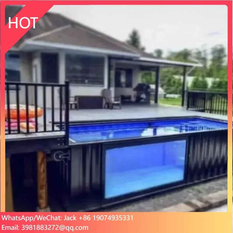 Piscina de contenedores de envío de tamaño personalizado, precio al por mayor, piscinas exteriores sobre el suelo