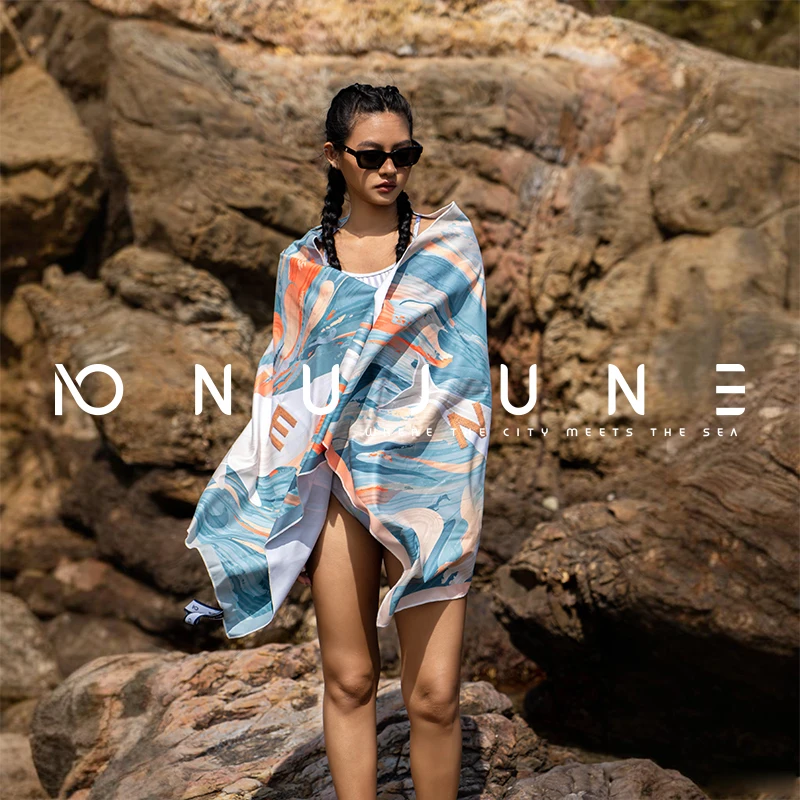

Пляжное полотенце Nu-June Large: быстросохнущее, устойчивое к песку, унисекс, для плавания, дайвинга, спорта и отдыха на пляже