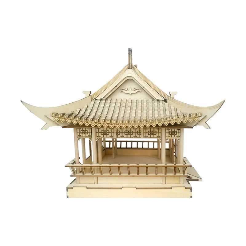 3D Puzzle Wooden Zuiweng Pavilion Simulated Ancient Architecture Model DIY Assembly Toy Jigsaw Model Building Kits