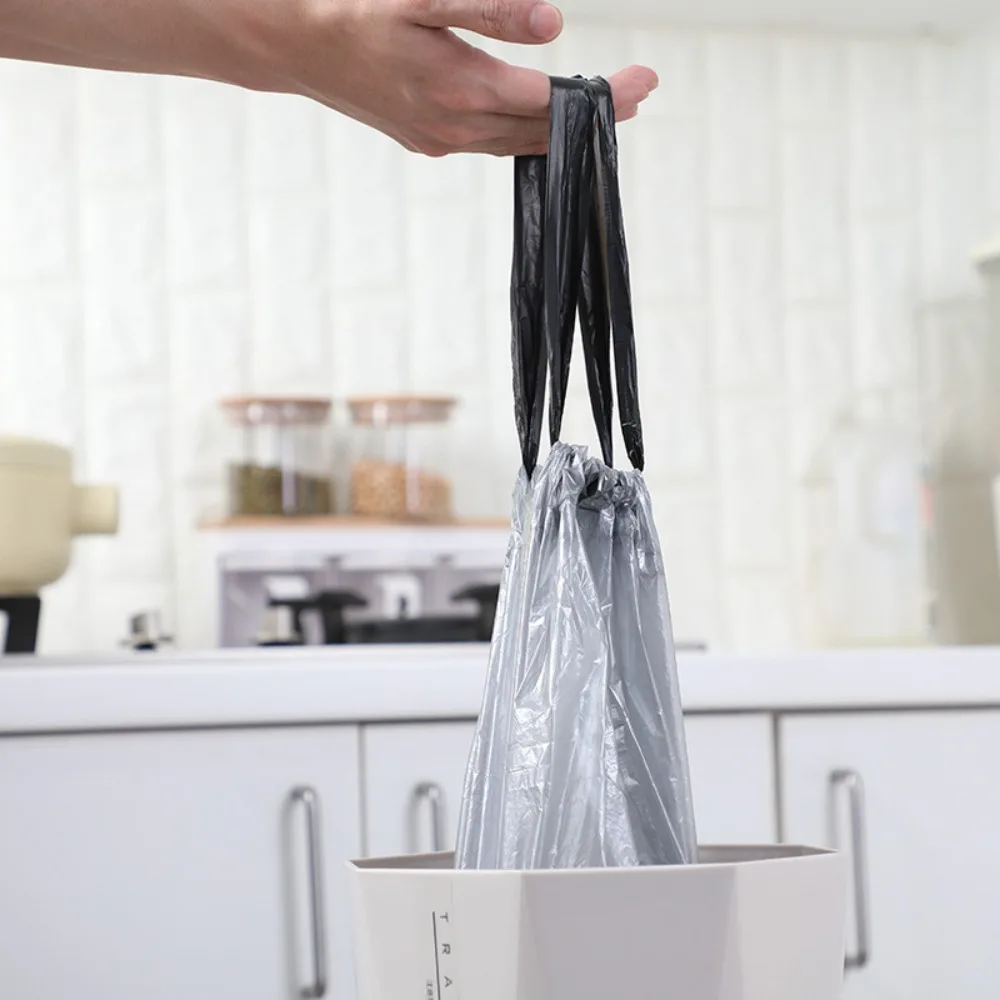 

4Rolls Portable Disposable Drawstring Trash Bags PE Material Odor-Control Garbage Bags Leak-Proof Rubbish Bags Office