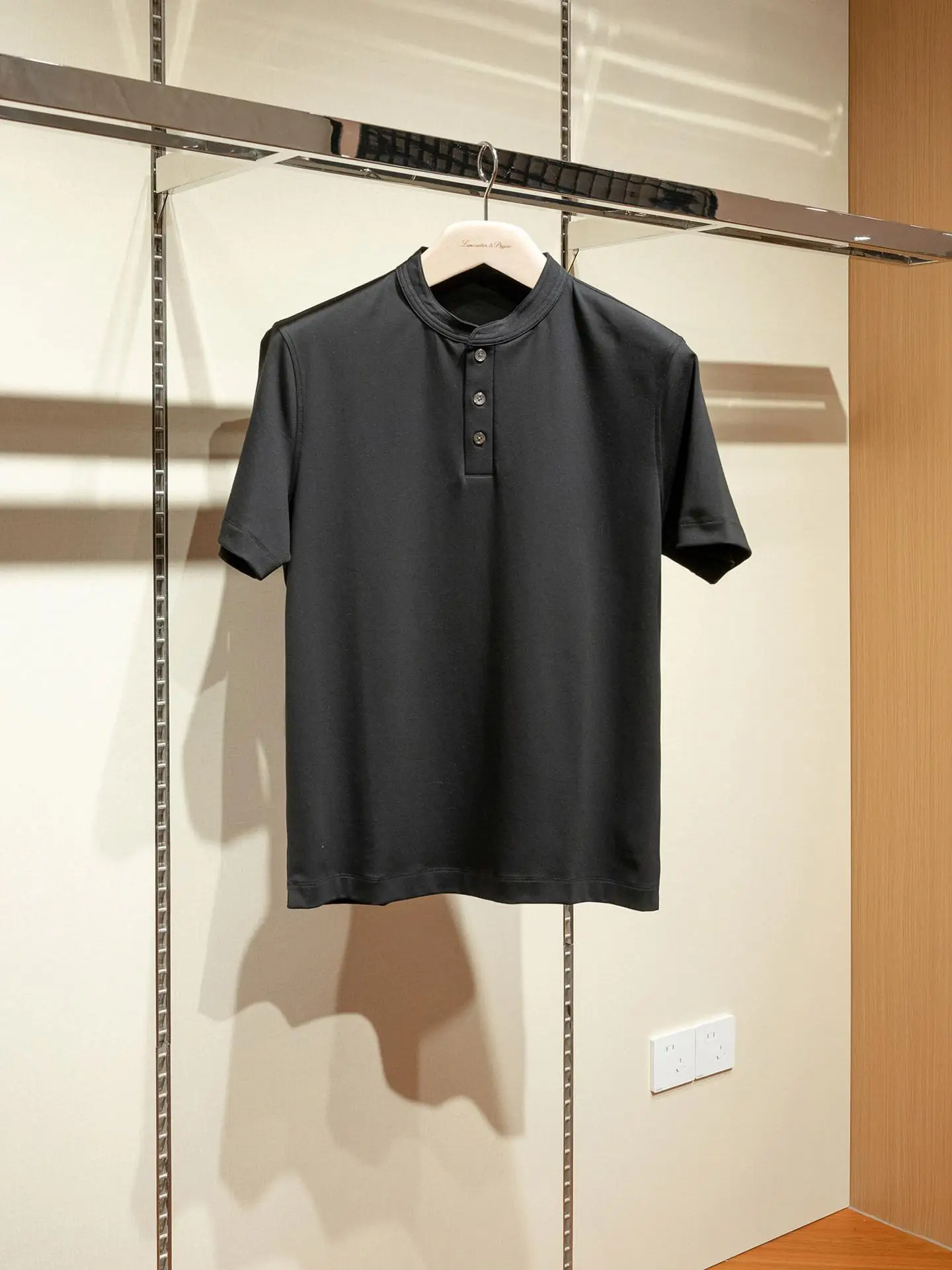 Lazy men's casual short sleeved t-shirt versatile summer new top stand up collar solid color base