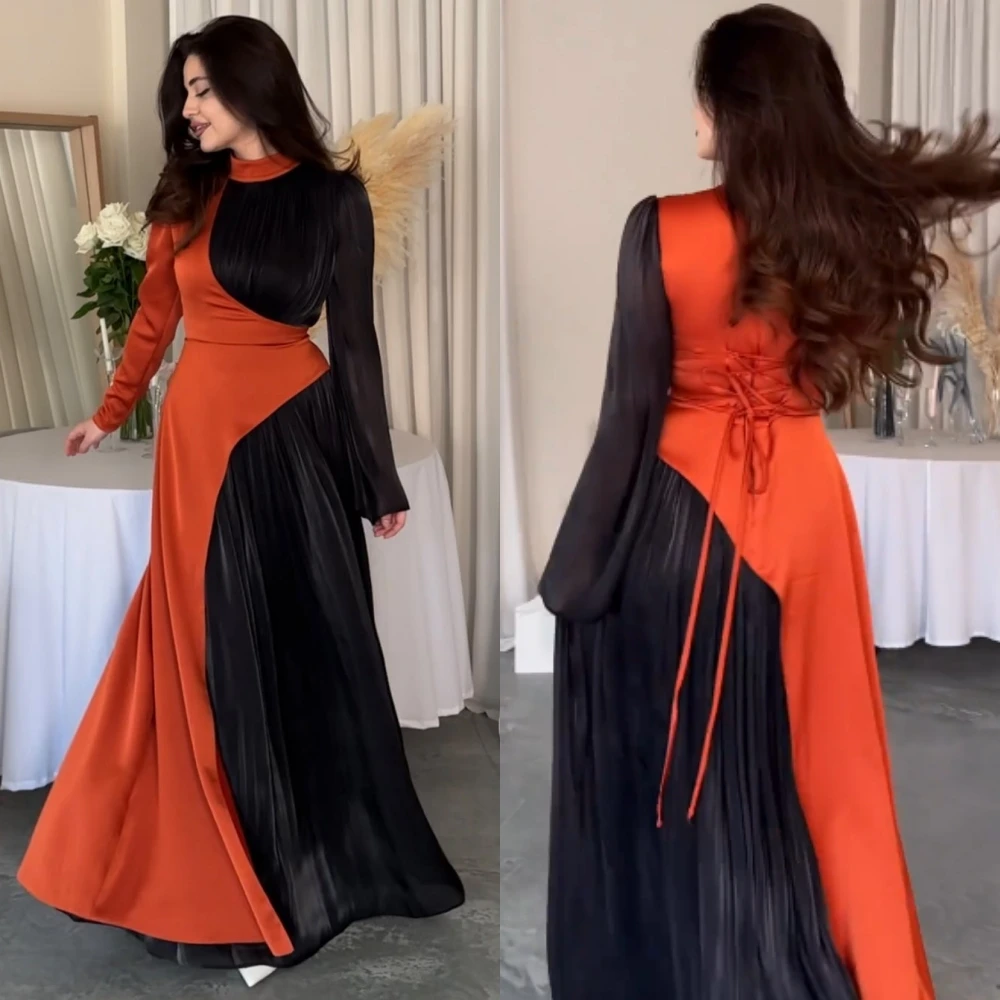 Personalizzato Jiayigong S Ruffle Serata formale A-line Collo alto Abito da occasione su misura Abiti midi Arabia Saudita