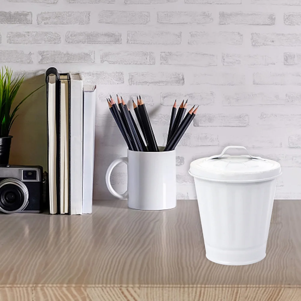 

4Pcs Mini Garbage Can with Lid Portable Trash Can for Car Home Office Storage Container Waste Container