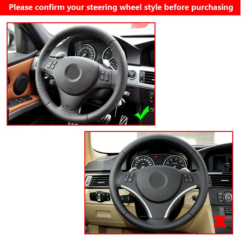 For BMW M Sport E90 320i 325i 330i 335i E87 120i 130i 120d Car Interior Accessories Steering Wheel Microfiber Leather Cover Trim