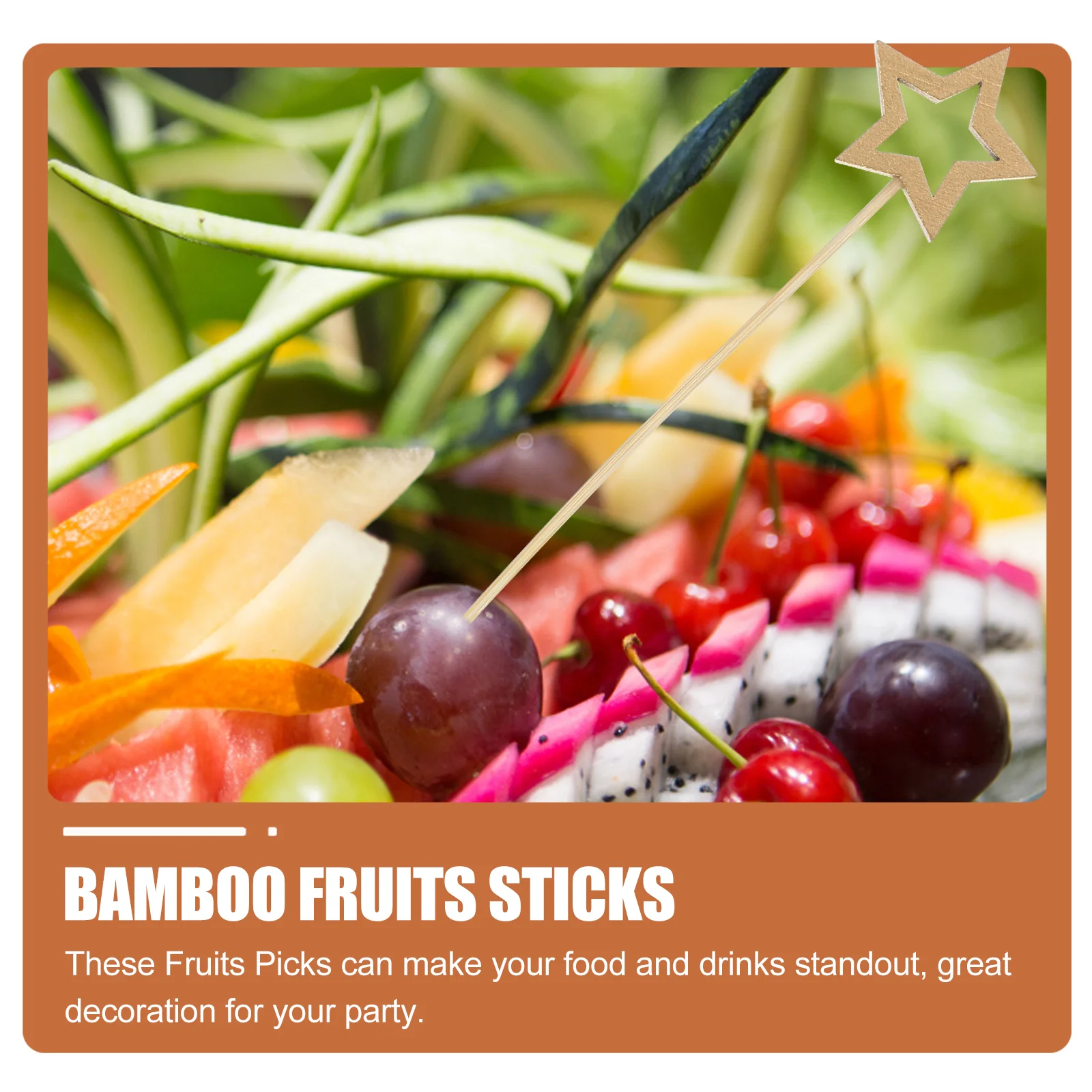 50 Pcs Pick Stick Fruit Skewers Drinks Toothpick with Star Bamboo Restaurant Appetizer Picks