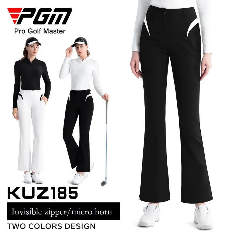 Pgm Golf Clothes Trousers Women High Waist Elastic Pants Autumn Spring Lady Casual Long Pants Leisure Flared Golf Sweatpants