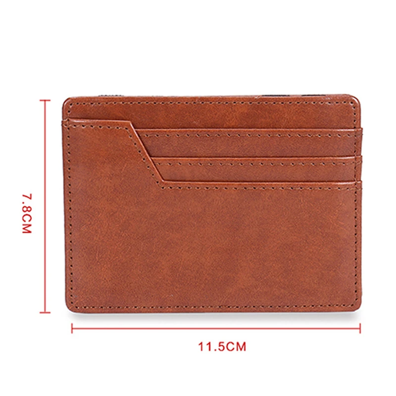 PU Creative Men\'s Card Holder Multi-card Slot Folded Credit Card Elastic Wallet with Elastic Large Banknote Slot for Business