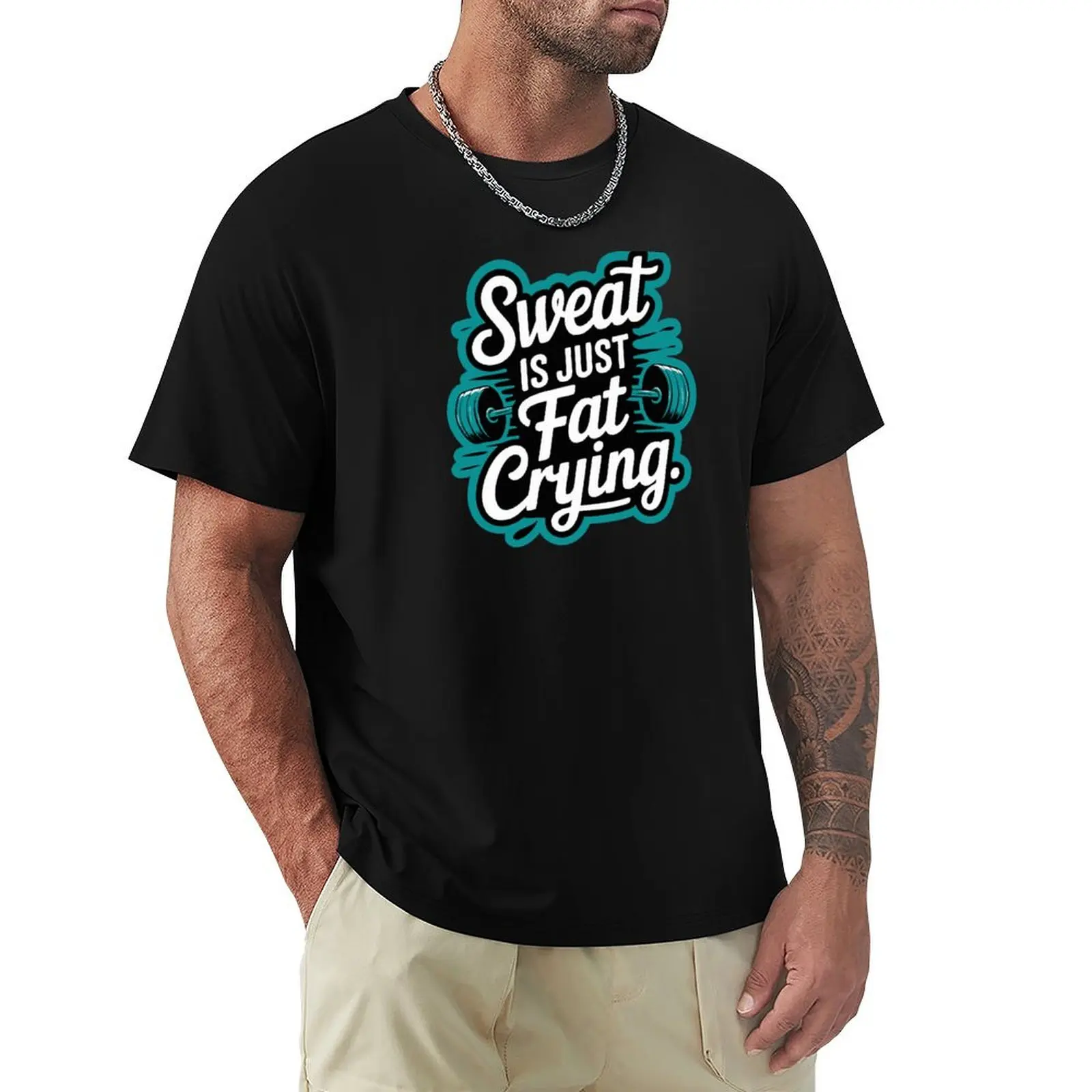 T-shirt Motivational Gym / Crying Fat, Conquering Goals, T-shirt grande taille de couleur unie