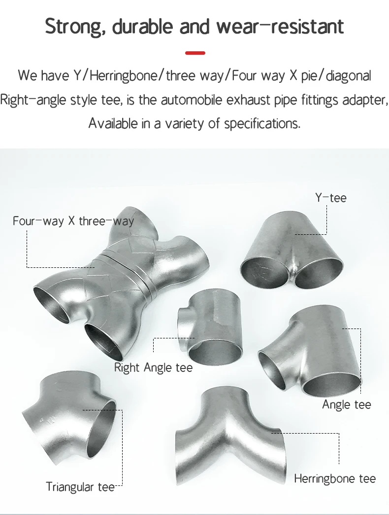 Autoteile 304 Edelstahl Y-Typ R-Typ Dreieck T-Stück 51 mm63mm76mm geschweißtes Rohr Auspuffrohr geschweißtes Schall dämpfer Verbindungs rohr – Detail 4