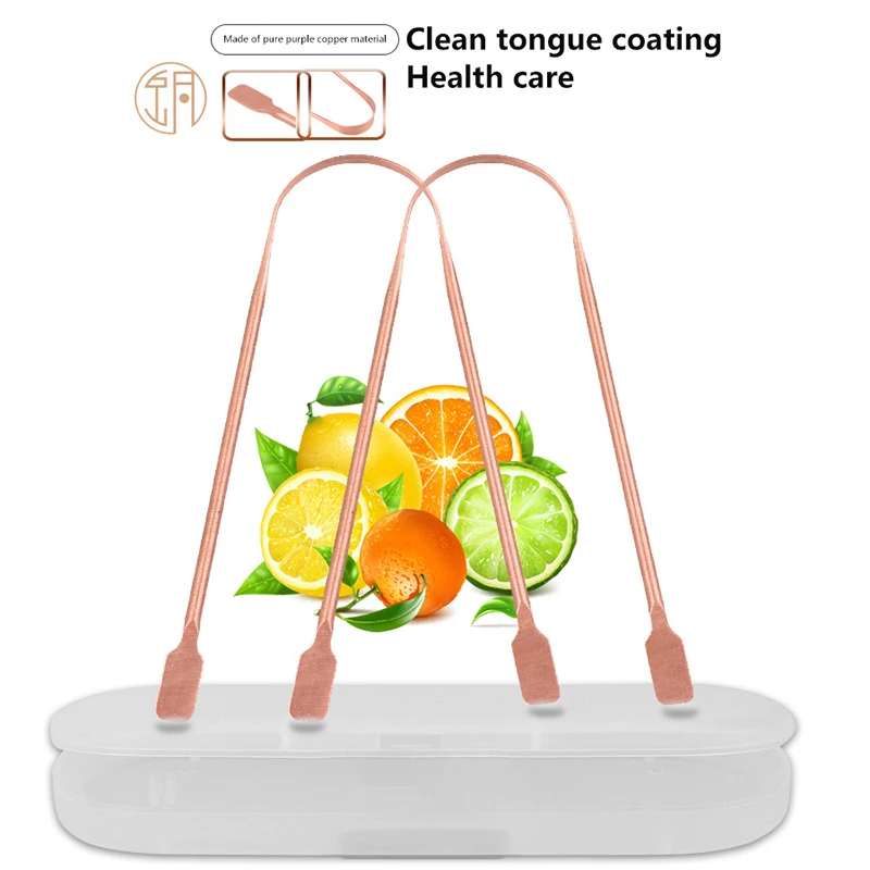 مكشطة لسان من النحاس النقي ، فرشاة تنظيف للفم ، نظافة تنظيف طازجة ، جودة عالية ، 1 وصنع