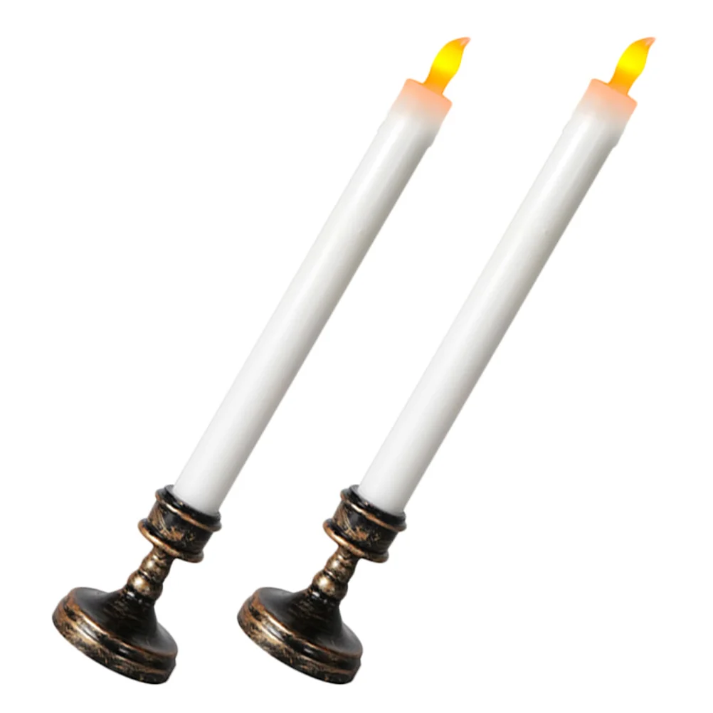 

2 Pcs Lights LED Electronic Wedding Table Decoration Flickering Candles Flameless Decorations Ceremony Decorative White