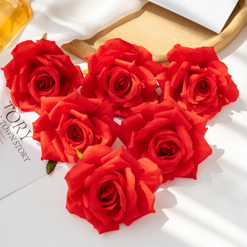 100PC 10CM Wholesale Artificial Flowers for Scrapbook Christmas Home Decor Wedding Garden Rose Arch Fake Silk Head Candy Box image 3