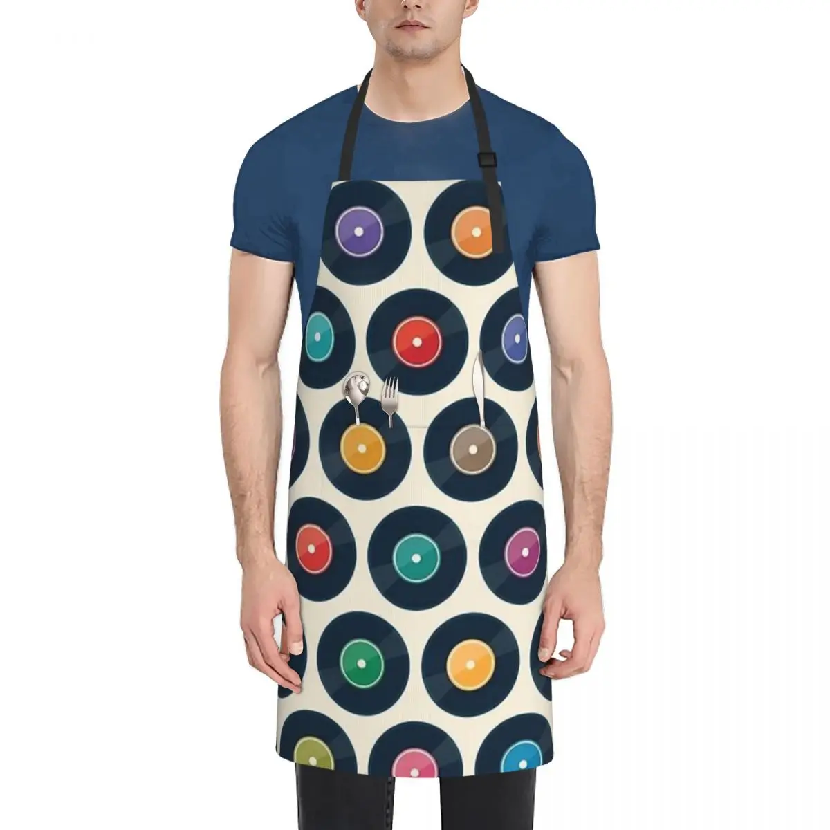 Record Collection Adjustable Waterproof Apron with Pockets for Adults - Heavy-Duty Kitchen and Workshop Apron for Everyday Tasks