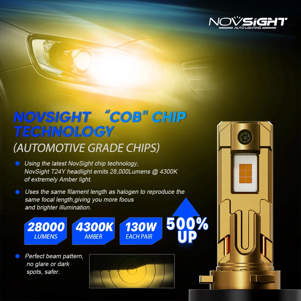 Novsight H7 H4 H11 LED-Scheinwerfer CANBUS Hochleistungs 130W 28000LM Super Hell 9005 HB3 9006 LED-Autolichter 4300K 9-12V - view 3