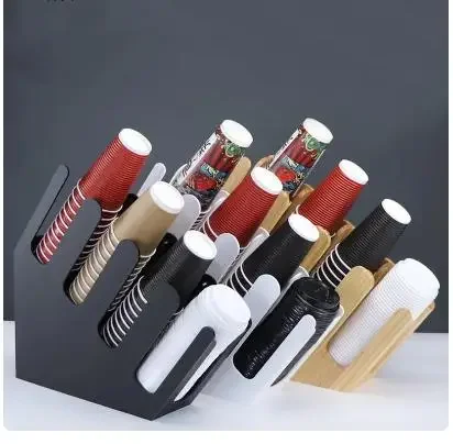 

Acrylic Wooden Cup Holder Milk Tea Shop Coffee Shop Cup Storage Rack Plastic Decorative Frame Milk Tea Cup Organizer Cup Stand