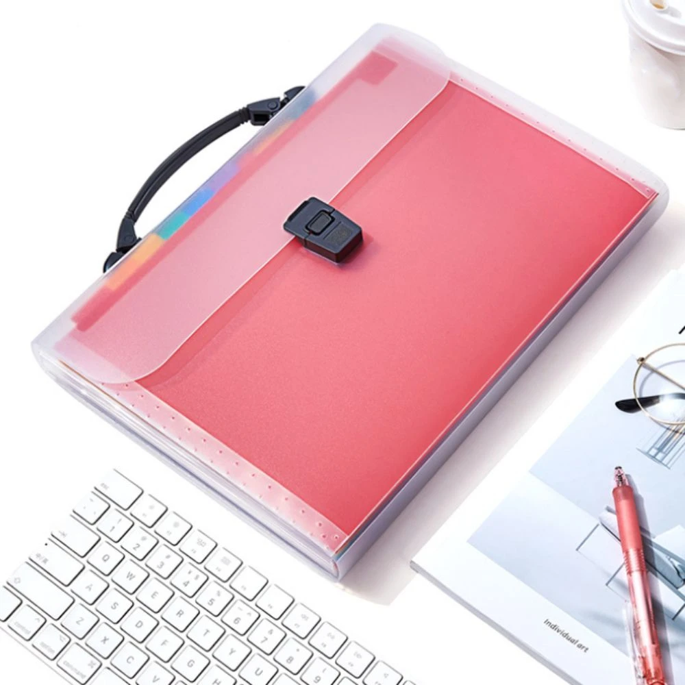 

13 Layers A4 Handheld File Bag Transparent Waterproof Test Paper Storage Bag High Appearance with Index Stickers