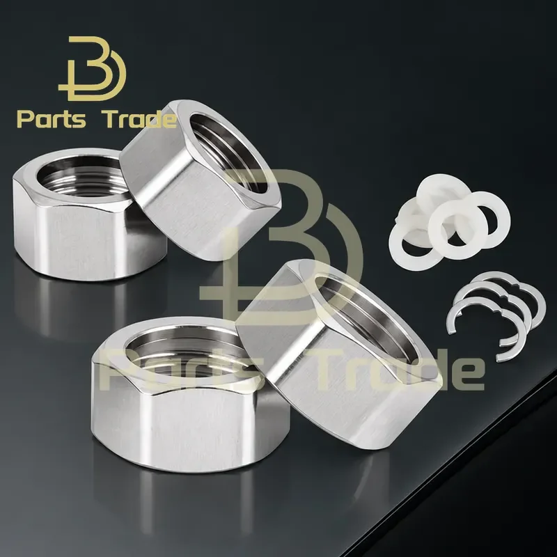 10PCS Stainless Steel Bellows Matching Nut All Copper Chrome Plated Nut 1/2 DN15 3/4 DN20 Bellows Nut for Plumbing Hose