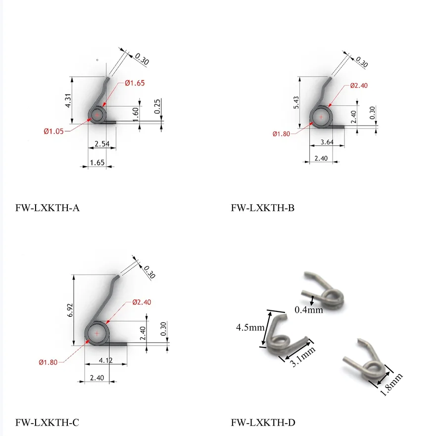 20pcs Lobster Lock Spring Wire Diameter 0.3mm Stainless Steel Jewelry Mini Spring Lobster Clasps Tooling Small Torsion Spring