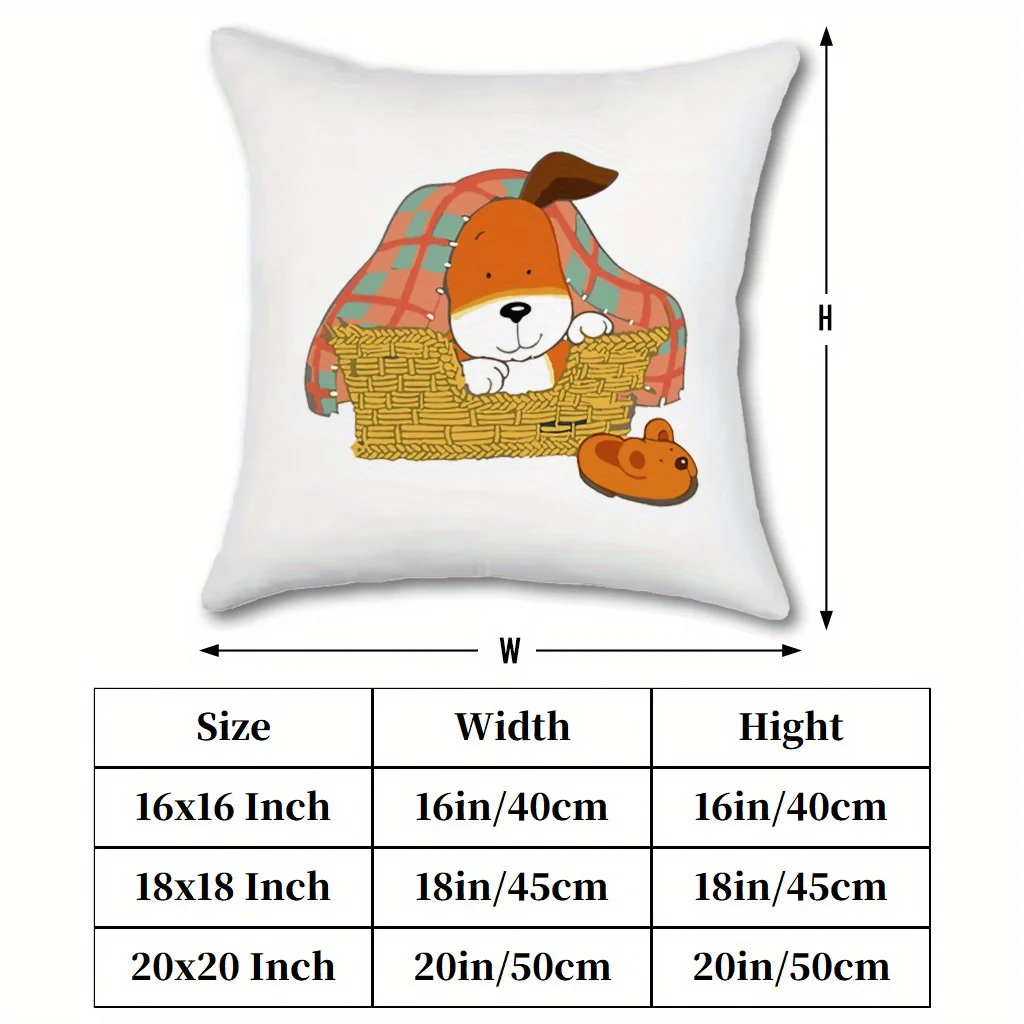 Retro Kipper the Dog Cushion Cover - Double-Sided Print Throw Pillow Case Suitable for Sofa or Bed, Zippered Removable Cover, Machine Washable Polyester - Cute Kipper the Dog (No Insert Included)