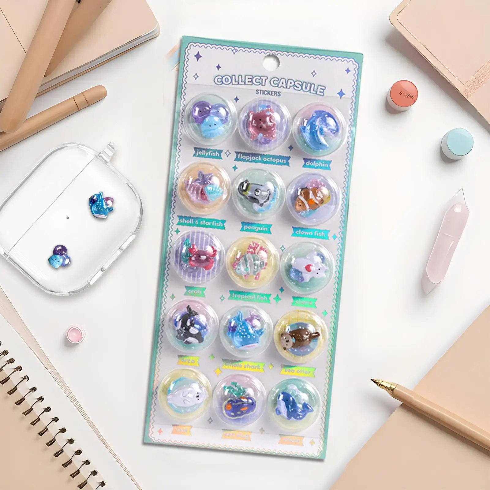 

3D Stickers Adhesive Cellphone Case Decal Water Bottle Sticker for Students Planners Journalers Artists Teachers Children