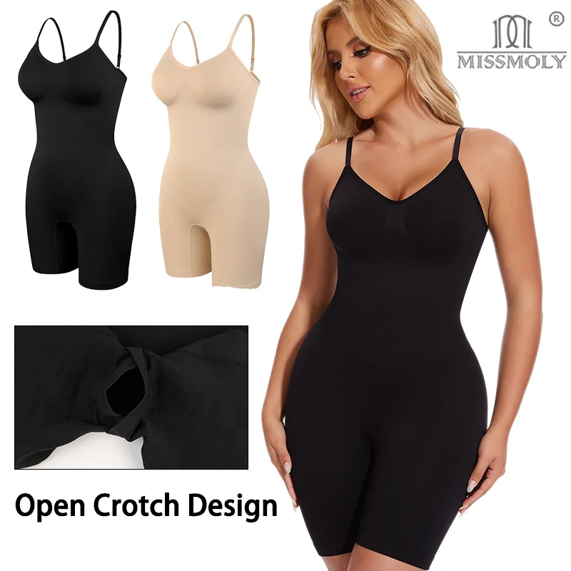 

Miss Moly Women Full Body Shaper Shapewear Tummy Control Bodysuit Open Crotch Butt Lifter High Stretch Slimmer Breathable Shorts